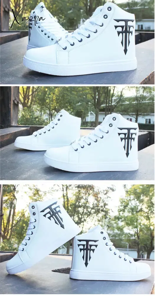Xajzpa - High Top Sneakers Man White Vulcanized Sneakers Flat Comfortable Shoes Men Autumn Spring Fashion Mens Shoes Vulcanize Shoes