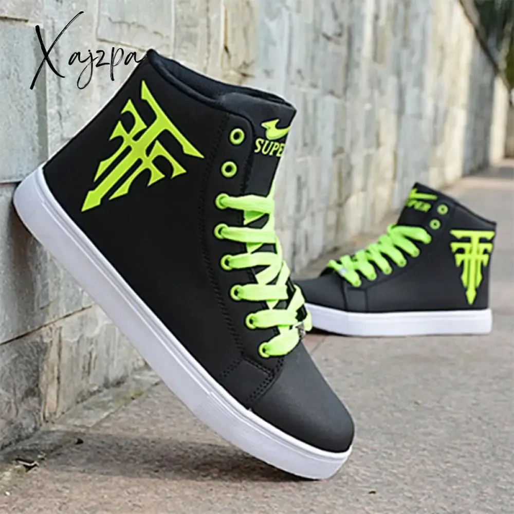 Xajzpa - High Top Sneakers Man White Vulcanized Sneakers Flat Comfortable Shoes Men Autumn Spring Fashion Mens Shoes Vulcanize Shoes