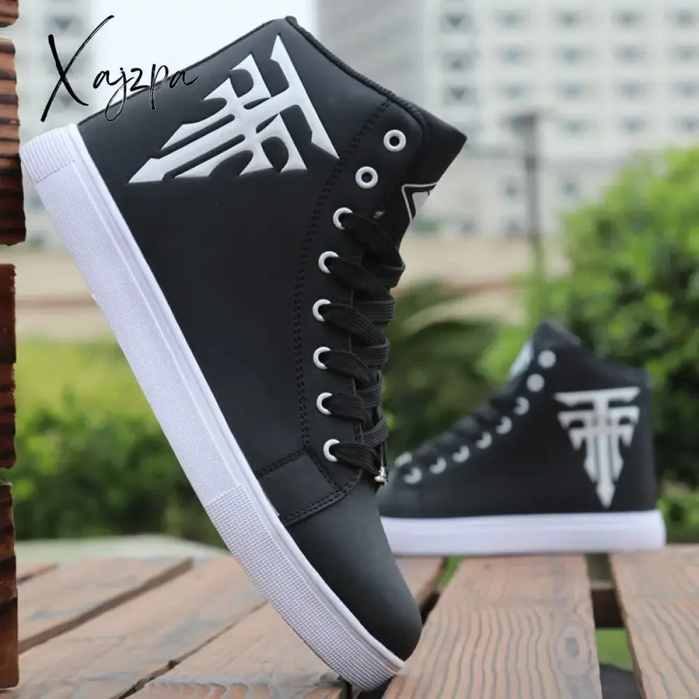 Xajzpa - High Top Sneakers Man White Vulcanized Sneakers Flat Comfortable Shoes Men Autumn Spring Fashion Mens Shoes Vulcanize Shoes