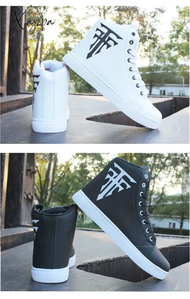 Xajzpa - High Top Sneakers Man White Vulcanized Sneakers Flat Comfortable Shoes Men Autumn Spring Fashion Mens Shoes Vulcanize Shoes