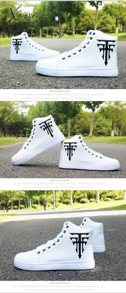 Xajzpa - High Top Sneakers Man White Vulcanized Sneakers Flat Comfortable Shoes Men Autumn Spring Fashion Mens Shoes Vulcanize Shoes