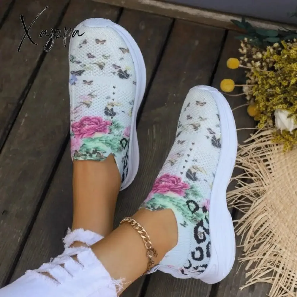 Xajzpa - White Casual Patchwork Printing Round Mesh Breathable Comfortable Out Door Shoes